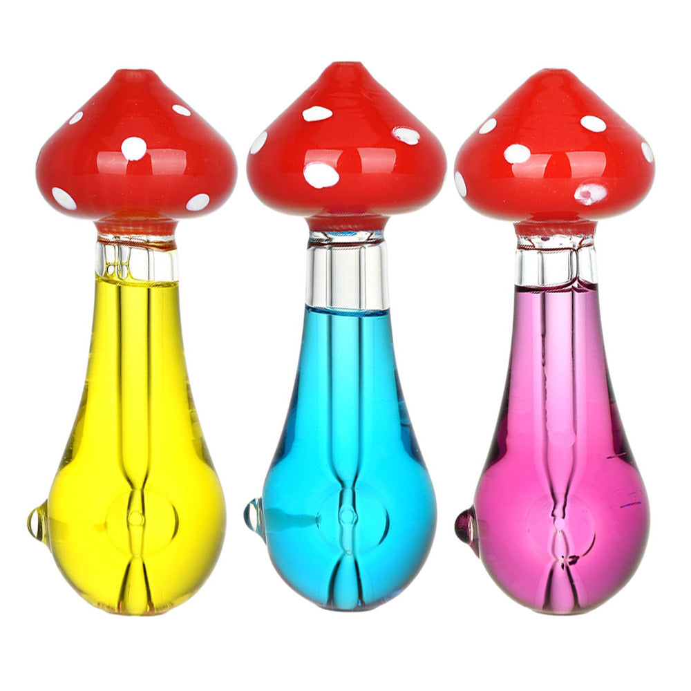 Mushroom Mojo Glycerin Hand Pipe - 4.25" / Colors Vary
