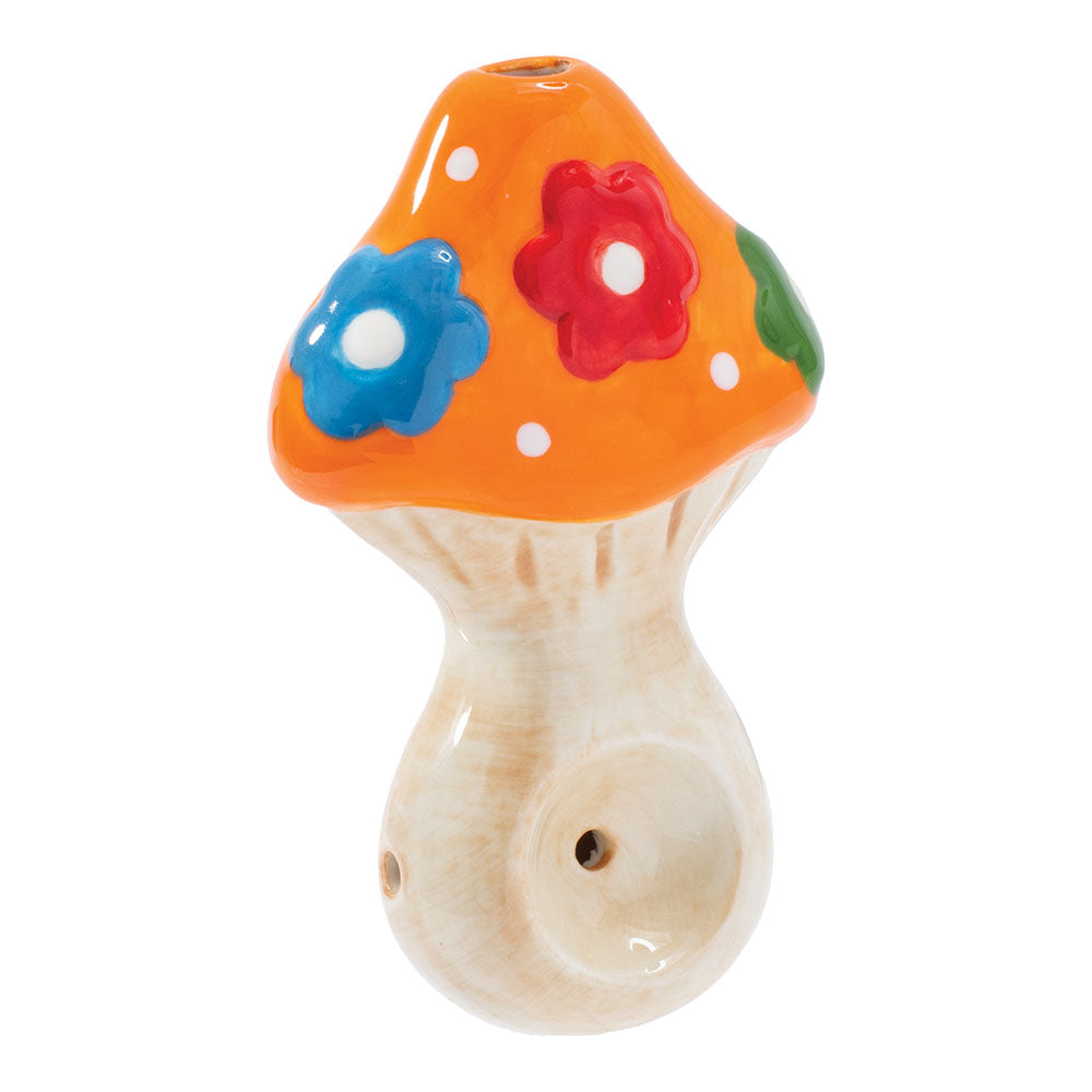 Wacky Bowlz Flower Mushroom Ceramic Pipe - 3.75"