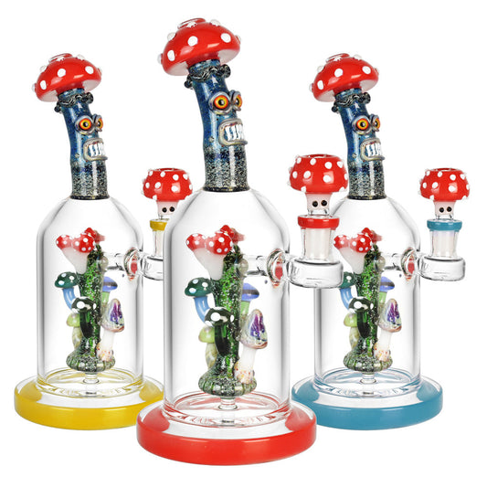 Mushroom Family Water Pipe - 10"/14mm F/Colors Vary